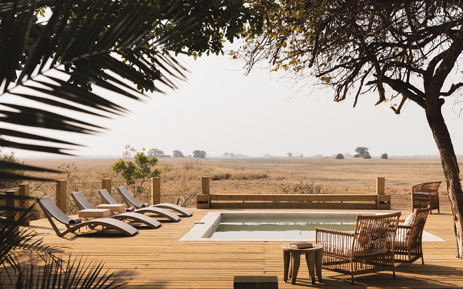 The small pool overlooking the plains at Busanga Bush Camp, Kafue, Zambia