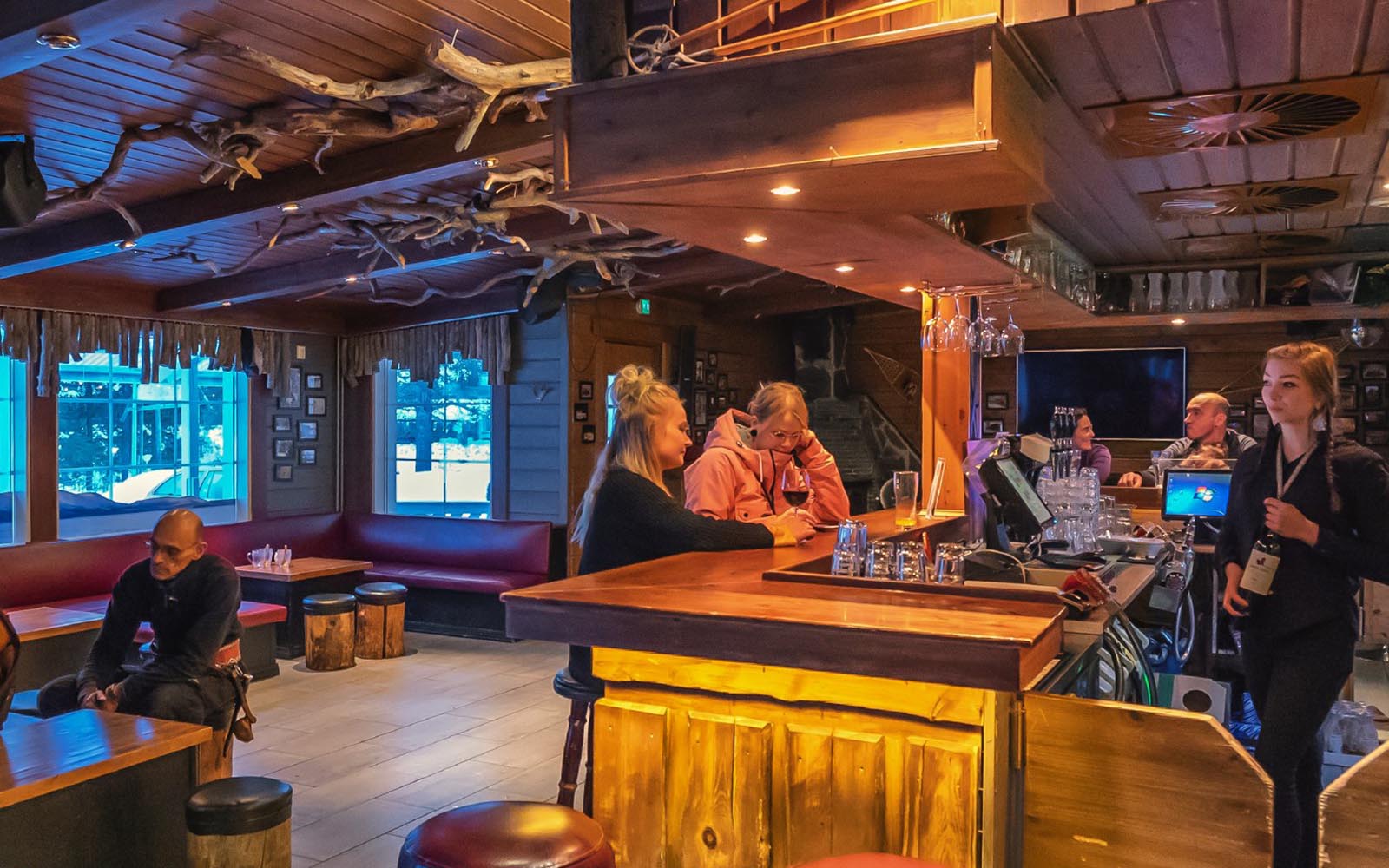 The bar at Harriniva Adventure Resort near Muonio in Finnish Lapland 