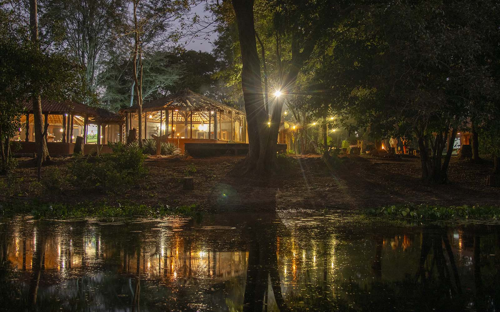 Night time view of Aymara Lodge, Pantanal, Brazil