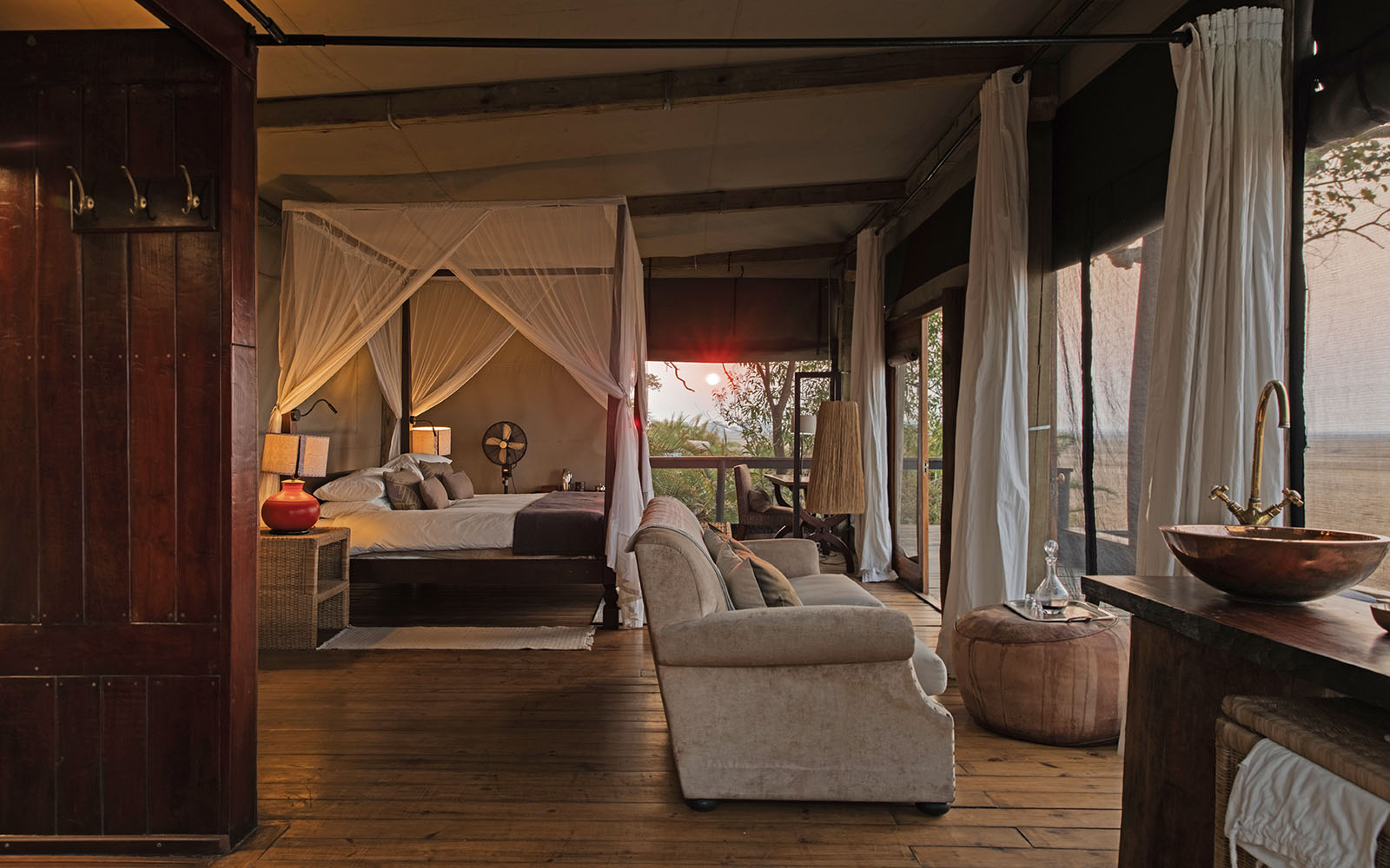 Bedroom suite at Shumba Camp, Kafue, Zambia
