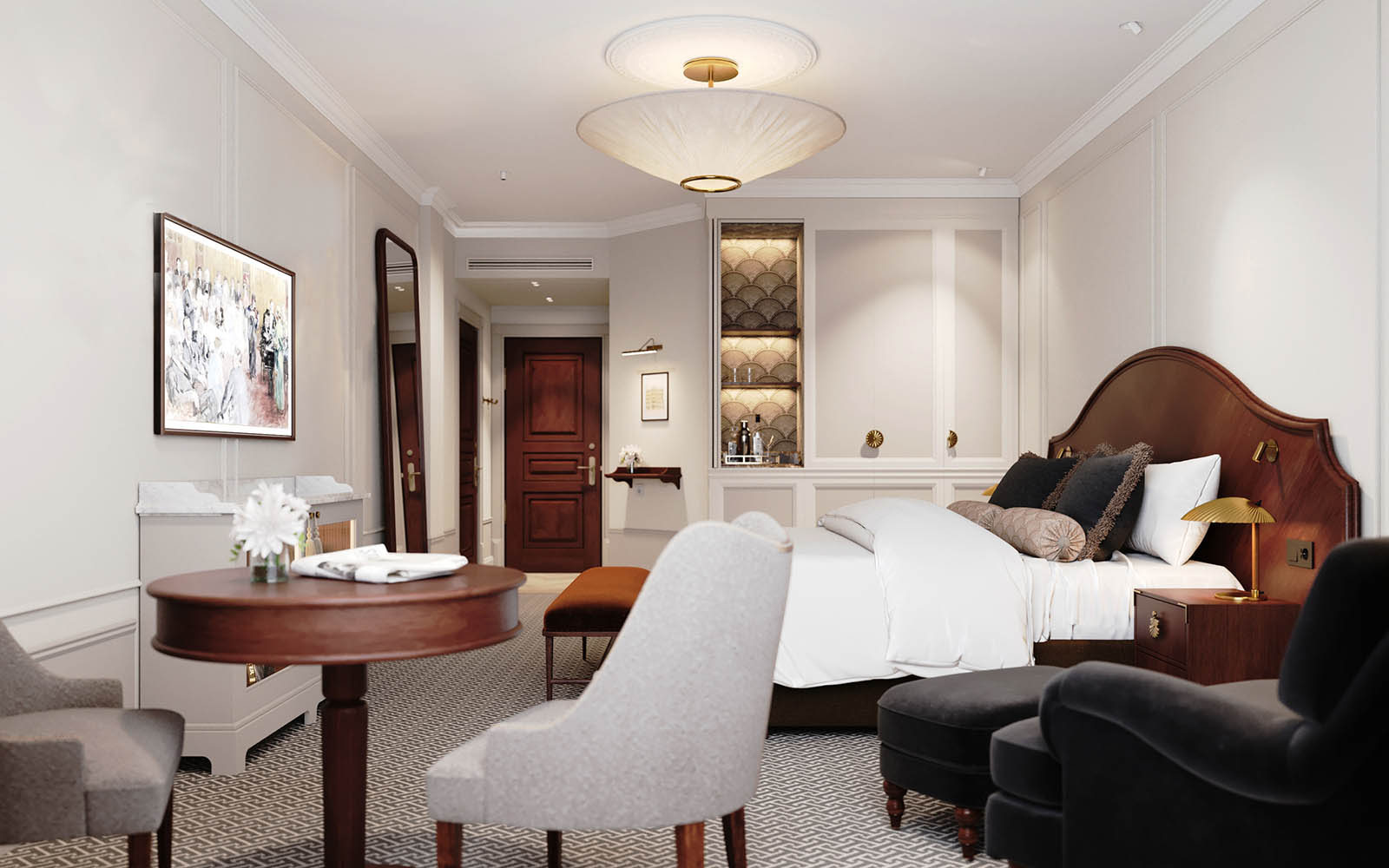 The timeless elegance of the newly refurbished Deluxe Rooms' at Hotel Kamp, Helsinki, Finland