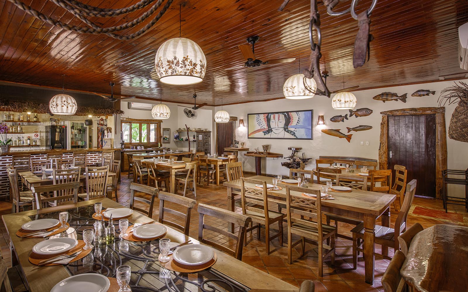 The dining room and bar at Araras Pantanal Eco Lodge, Brazil