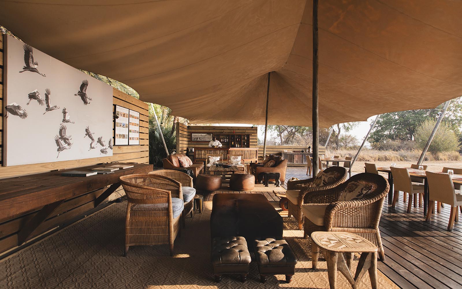The lounge area at Busanga Bush Camp, Kafue, Zambia